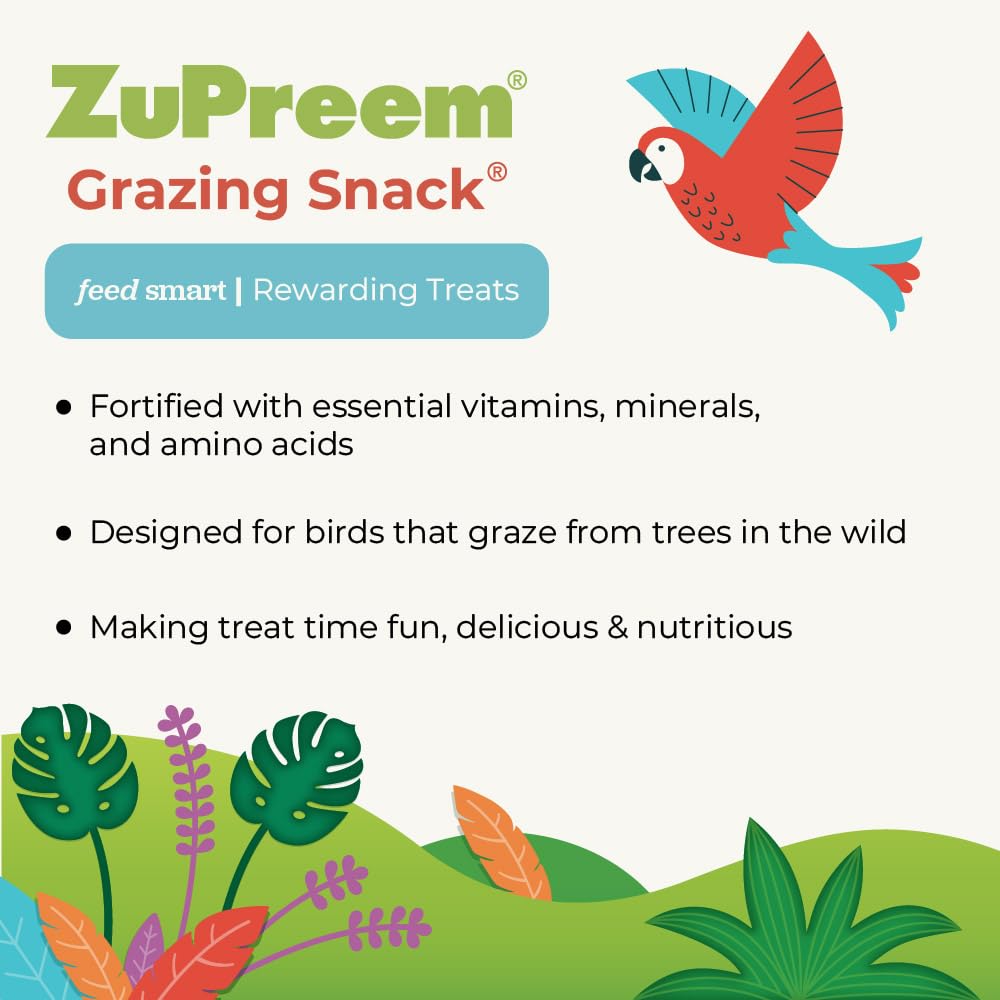 ZuPreem Grazing Snack, Long-Lasting & Rewarding Bird Treats, Medium to Large Birds, No Artificial Flavors or Colors, Perfect for